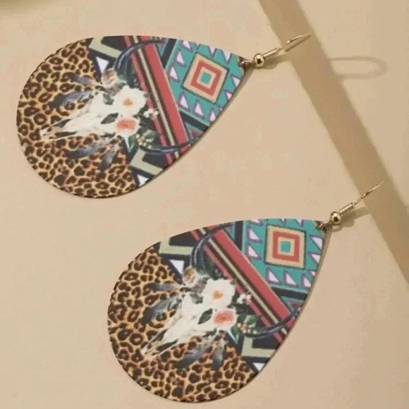 🆕Skull Color Block Water Drop Earrings🆕 - Picture 2 of 4